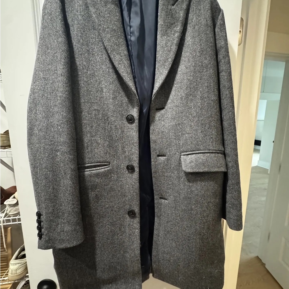 Bonobos Italian wool Herringbone Gray Overcoat